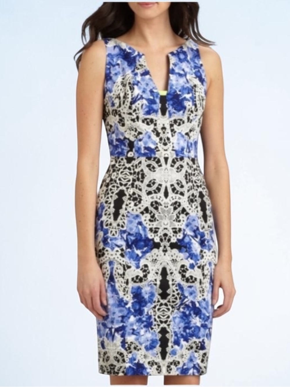 Elie Tahari Nessa Lagoon Floral Lace
Print Dress 4